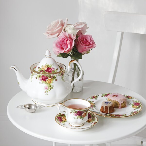 Creamer And Sugar Bowl Set OLD ROYAL Pink Roses Tray