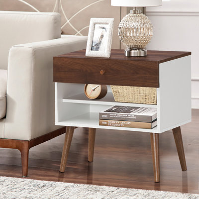 Aurie Nightstand in Walnut/White