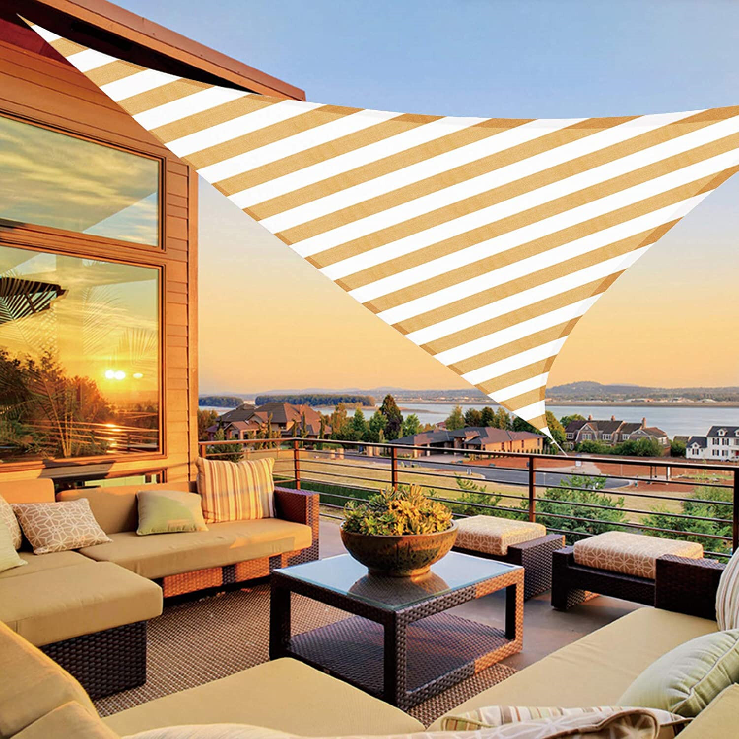 Sun Shade Sail Canopy Triangle Sand UV Block Sunshade For Backyard Deck Outdoor 