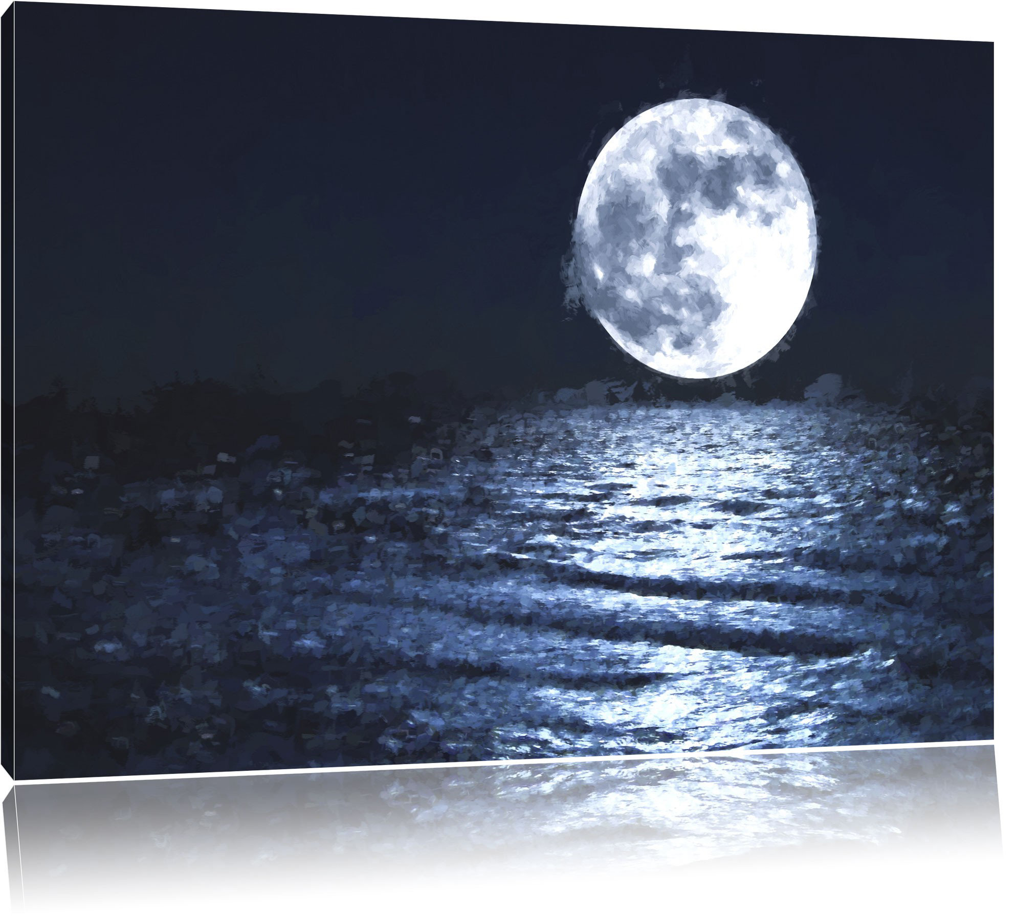 Nacht Skyline Vollmond Druck Mond Wandteppich und Tagesdecke