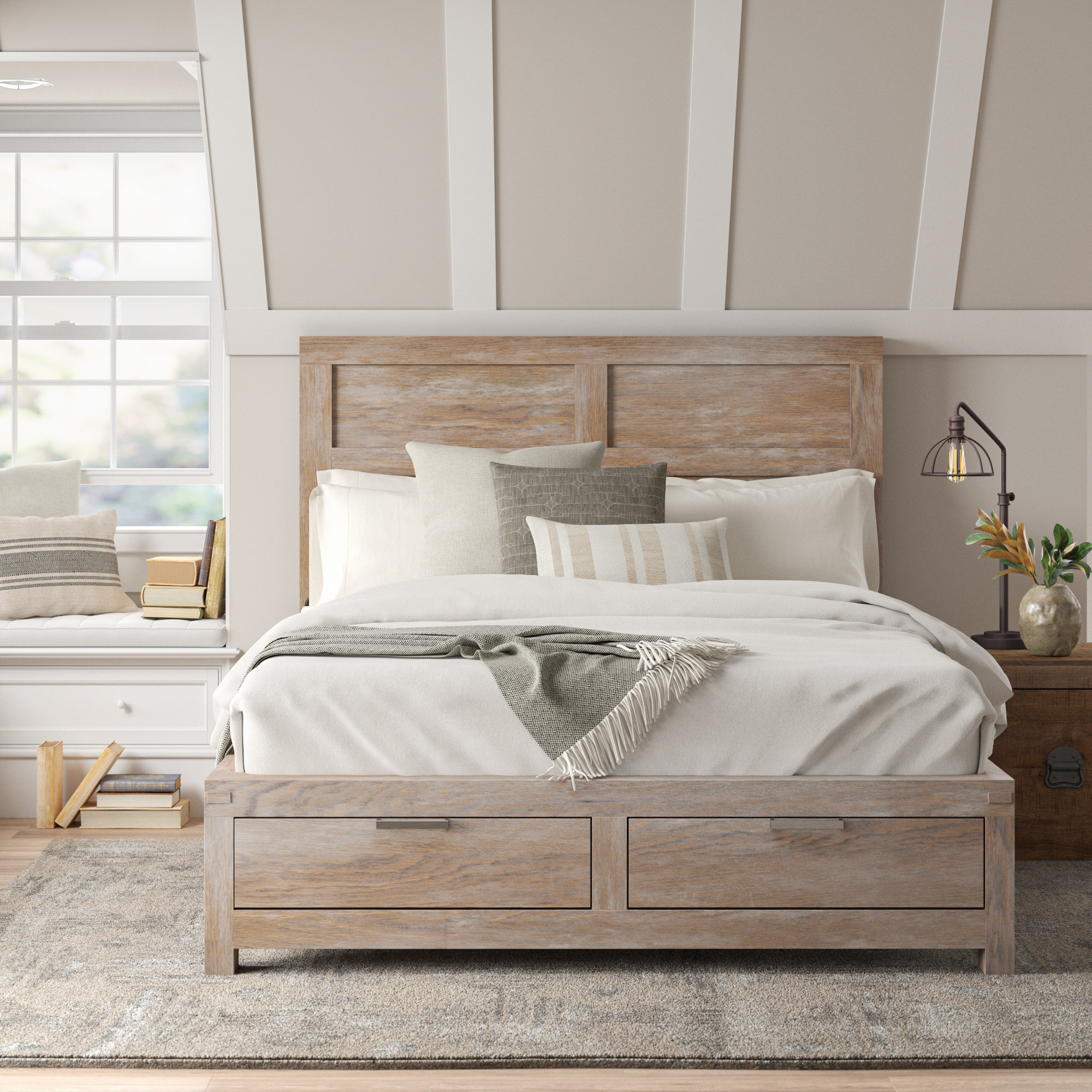 oak double bed frame sale