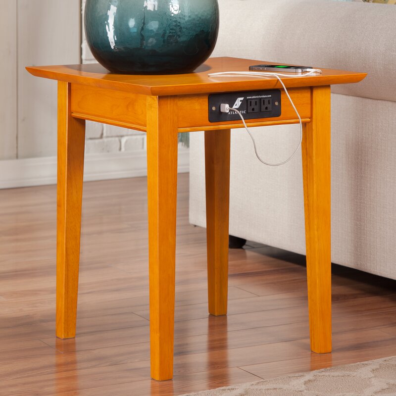 Charlton Home Ithaca End Table with Charging Station ...