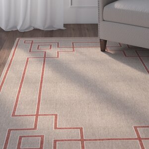 Pearce Beige/Cherry Indoor/Outdoor Area Rug