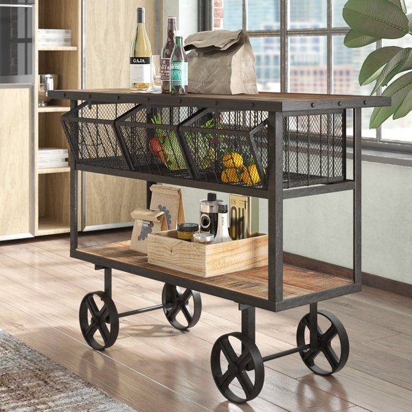 17 Stories McKew Mango Wood Bar Cart & Reviews | Wayfair McKew Mango Wood Bar Cart