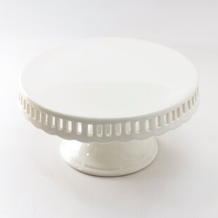 Small White Stand Pedestal Cake Cupcake Plate 6" 1/2 H by 6"1/4 W Gold Trim 