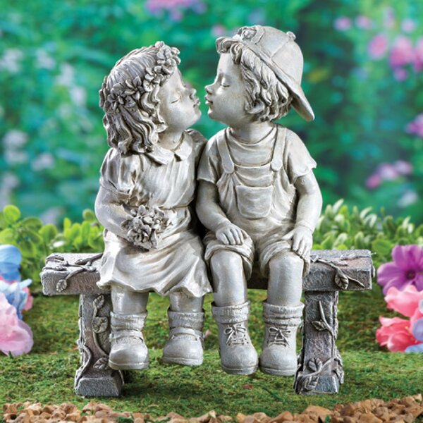 Large LYING BOY & GIRL Statues Home Decor & Garden Ornament Sculpture Gift Set 