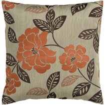 The Pillow Collection P18-ROB-TOPFLORAL-ORANGECRUSH-C100 SAAR Floral Pillow Orange 