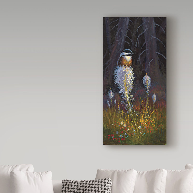 Trademark Art Bear Grass Chickadee Oil Painting Print On Wrapped