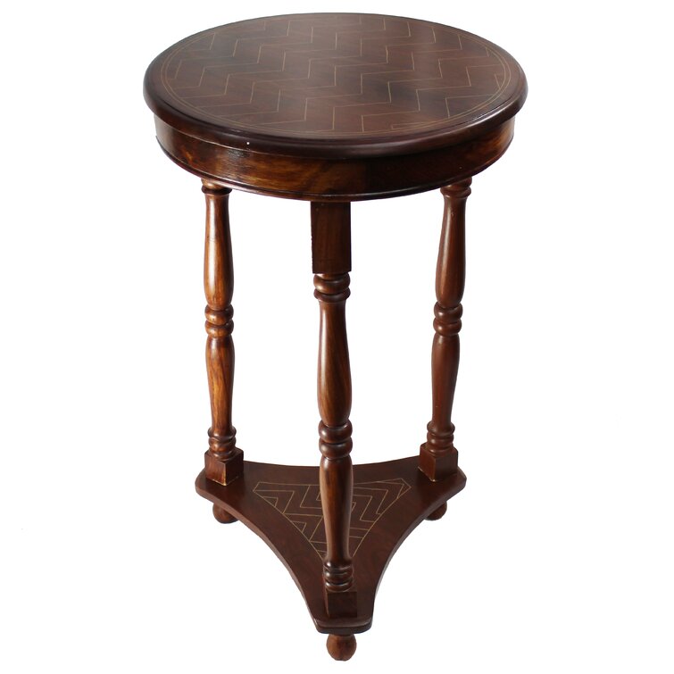 Wooden Rosewood Table with Intricate Handmade Brass Inlay Work on