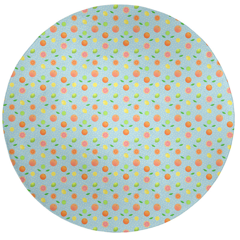 Rotate Fruit Lemon Round Floor Mat Bedroom Carpet Non-slip Living Room Area Rugs