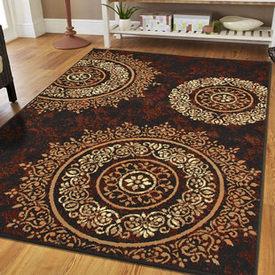 Preiss Luxury Circles Brown Indoor/Outdoor Area Rug Bloomsbury Market Fashion and beautiful backpack