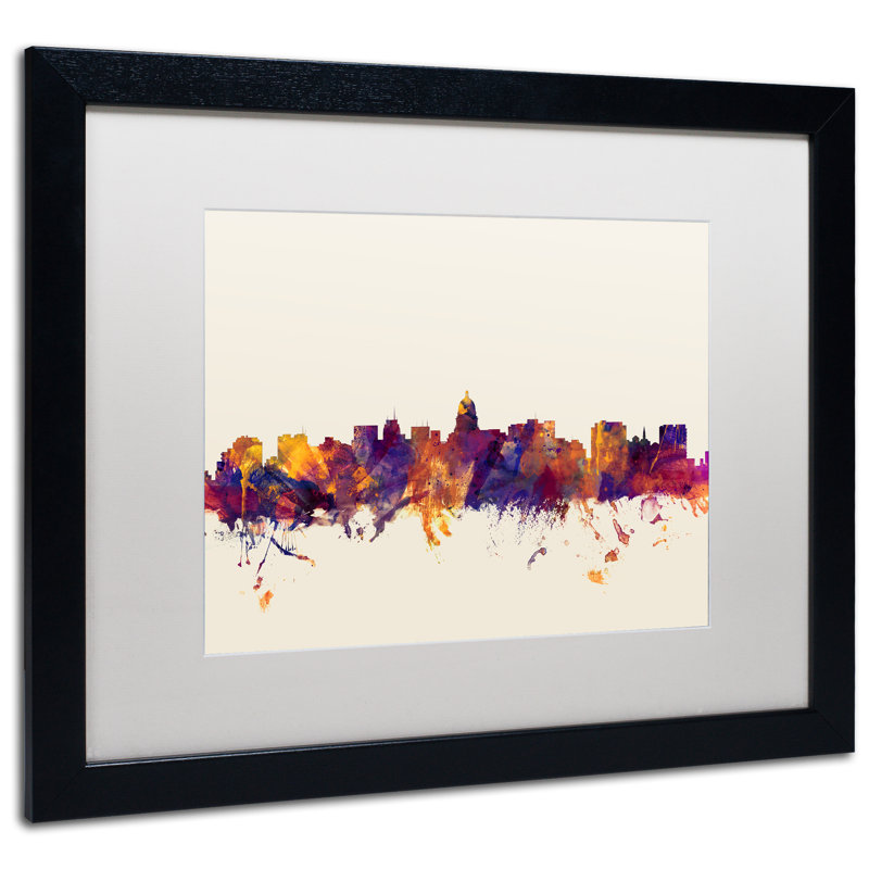 Trademark Art Madison Wi Skyline By Michael Tompsett Framed
