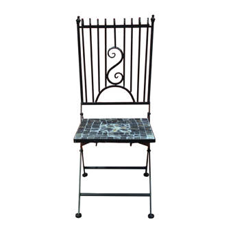 August Grove Merrionette Mosaic Metal Patio Dining Chair Wayfair