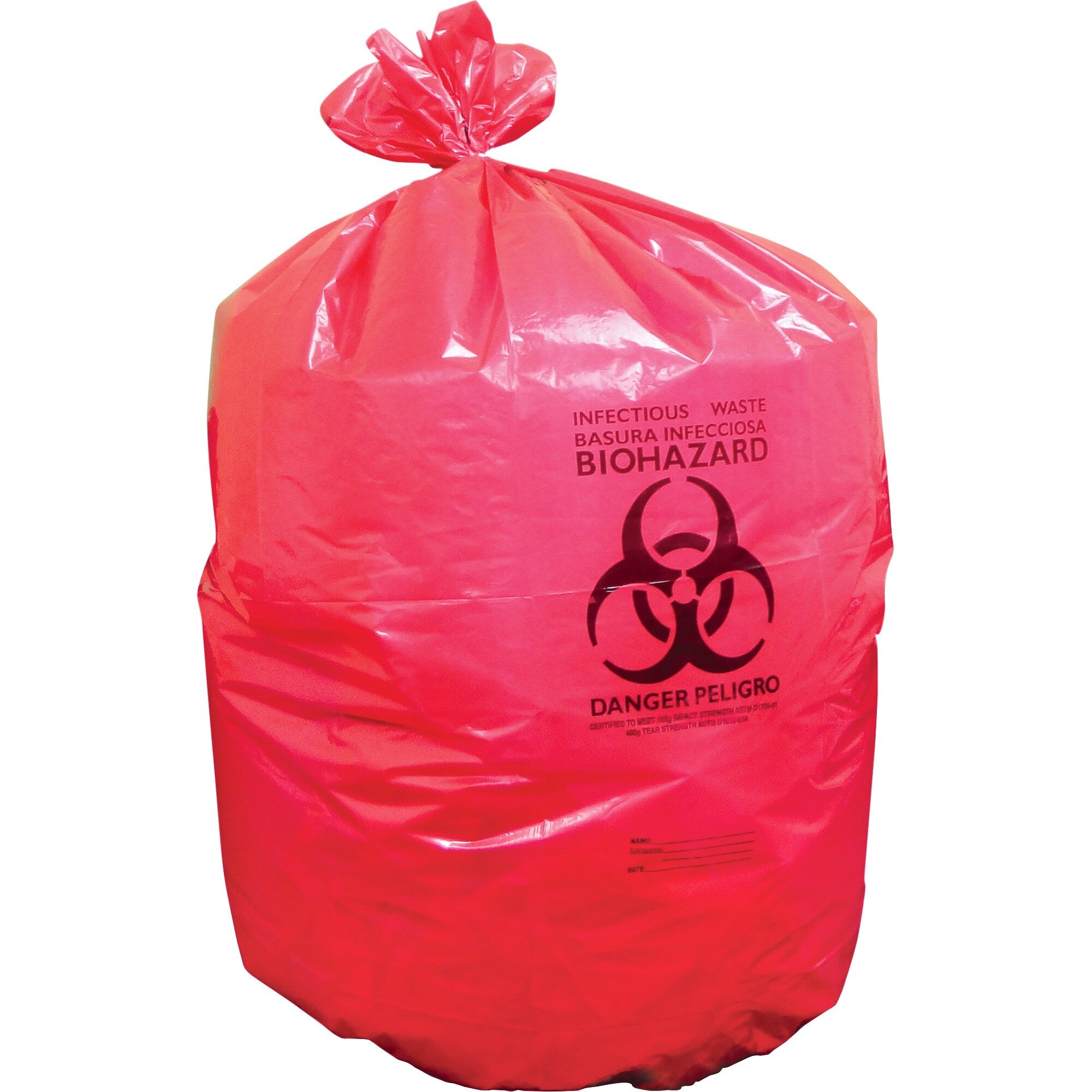 red plastic trash bags