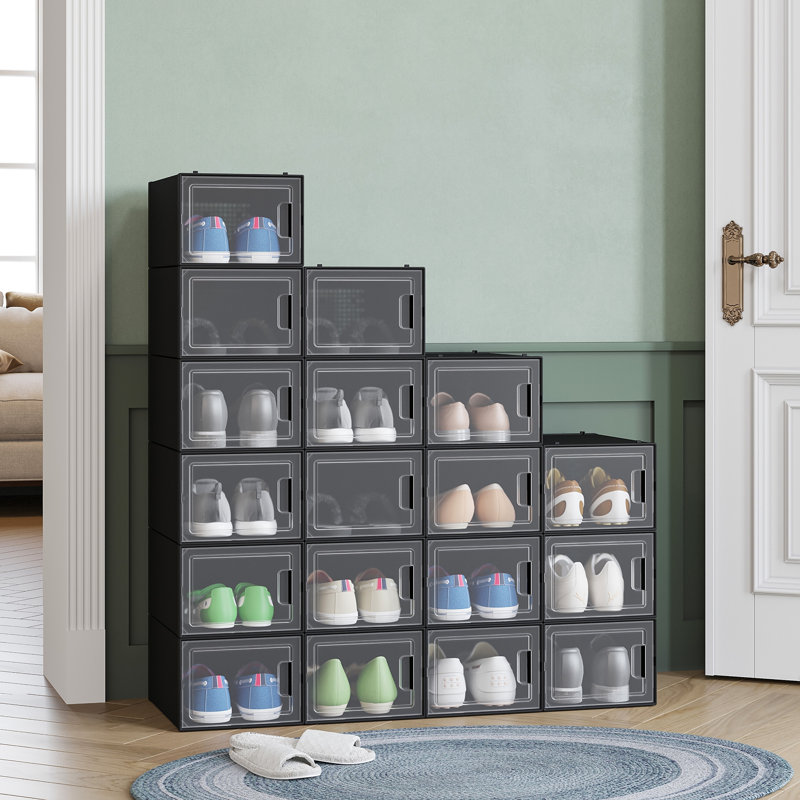 ( incomplete/ box 3 of 3) Stackable Shoe Storage Box Finish: Black