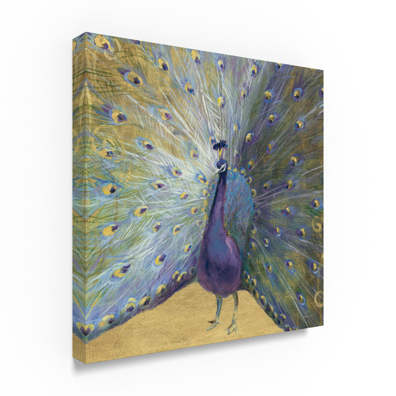 World Menagerie Purple And Gold Peacock Acrylic Painting Print