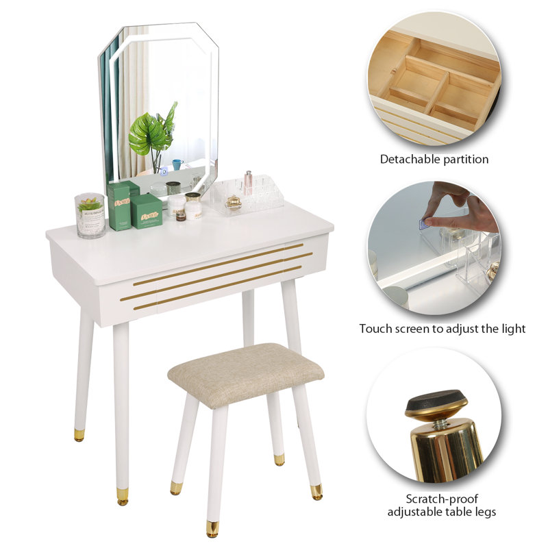 makeup vanity table with lights and mirror