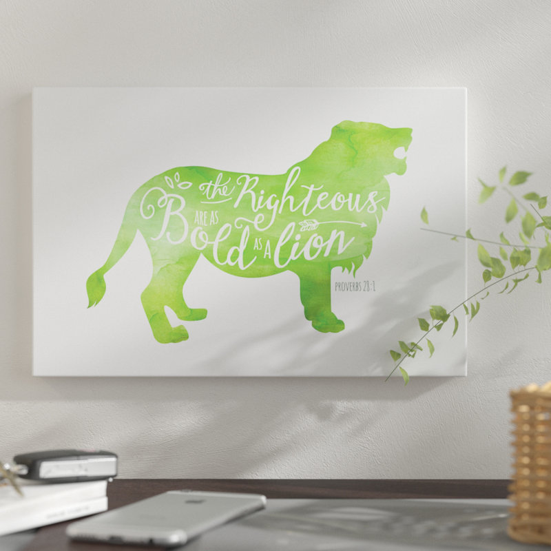 east urban home 'proverbs 28:1 (green lion)' graphic art print on