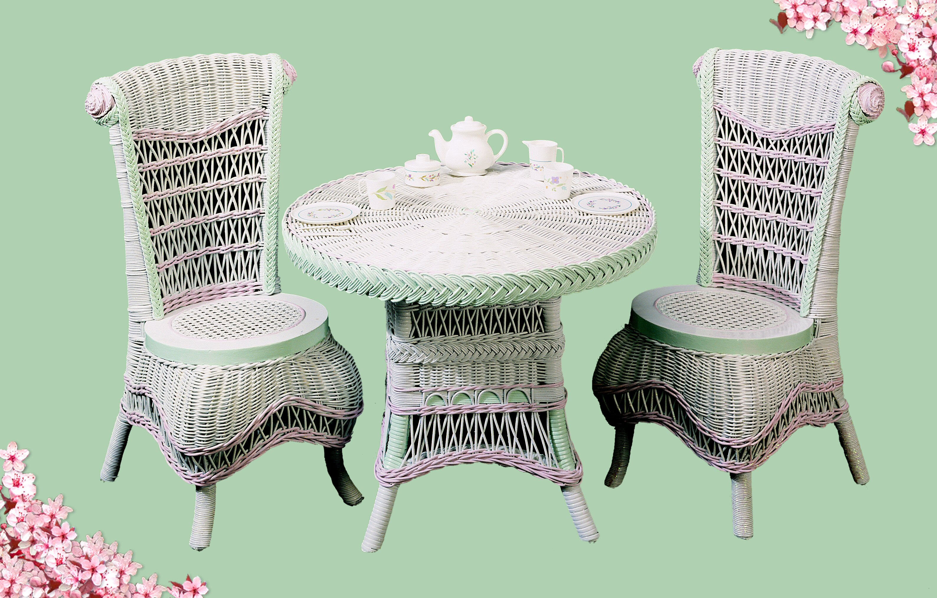 childrens wicker table and chairs