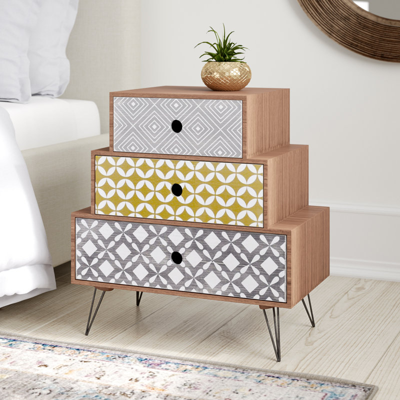 Latitude Vive Aicha 3 Drawer Bedside Table Reviews Wayfair Co Uk