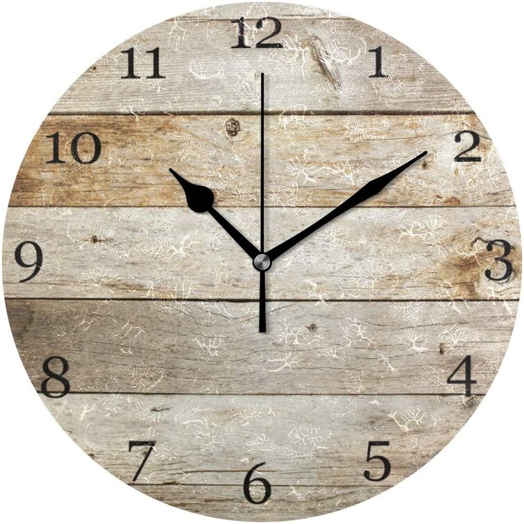 Old Wood Pattern Texture Acrylic Wall Clock Rustic Wood Cabin Country Wall Decor 