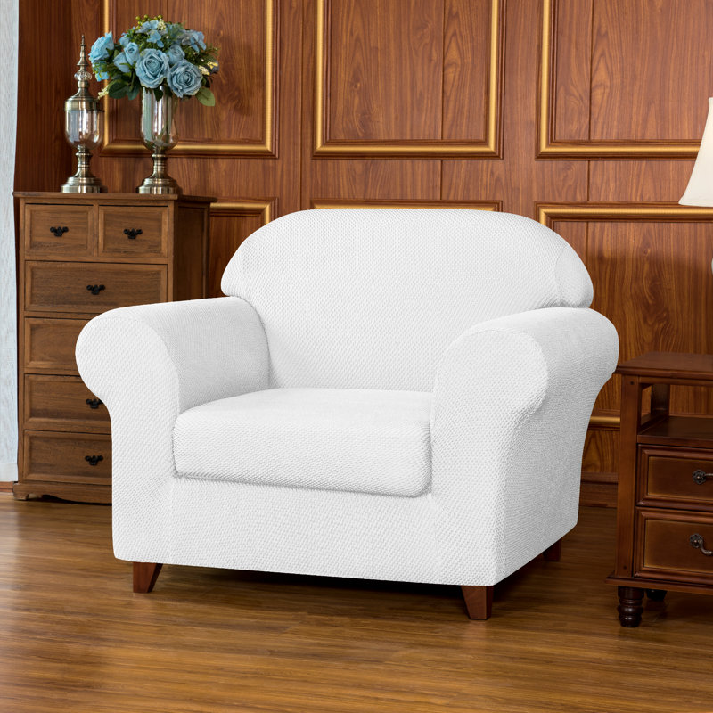 Winston Porter Soft Jacquard Stretch Removable Fitted Box Cushion Armchair Slipcover Reviews Wayfair