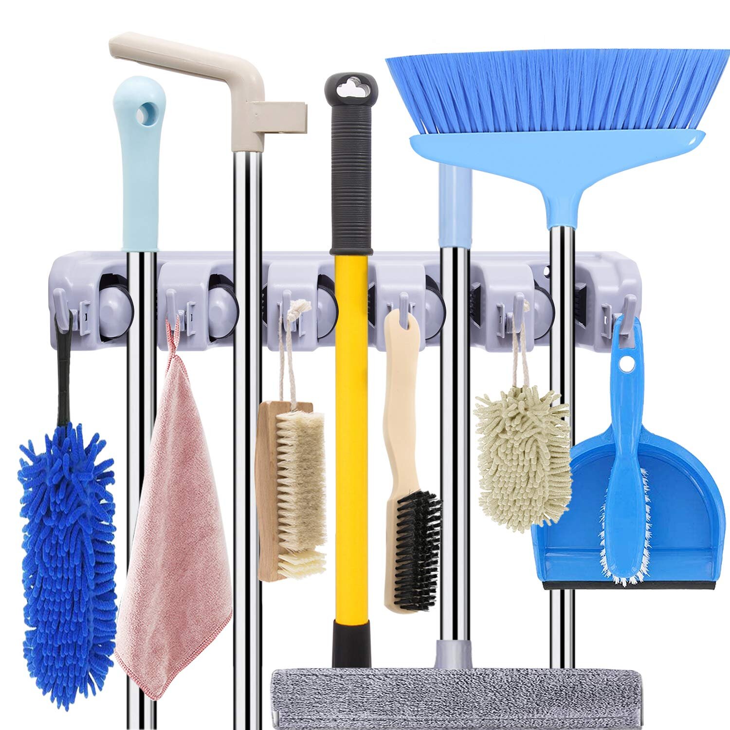 Wall Mount Magic Mop and Broom Holder Plastic Hanger Brush Cleaning Tool Rack XZ