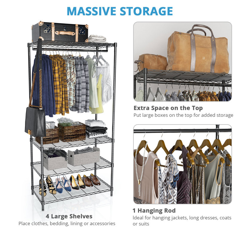 Rebrilliant Fickes 35 4 Wire Heavy Duty Clothes Rack And Garment
