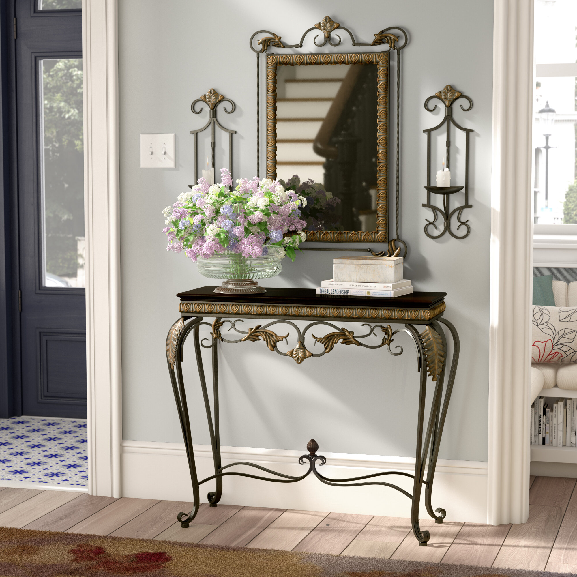 mirrored foyer table