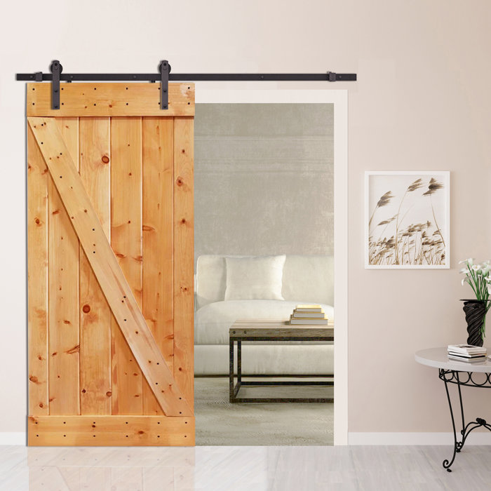 Calhome Panelled Wood Z Bar Barn Door With Installation Hardware