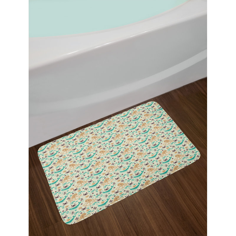 East Urban Home Pattern With Octopus Bath Rug Wayfair Pattern With Octopus Bath Rug