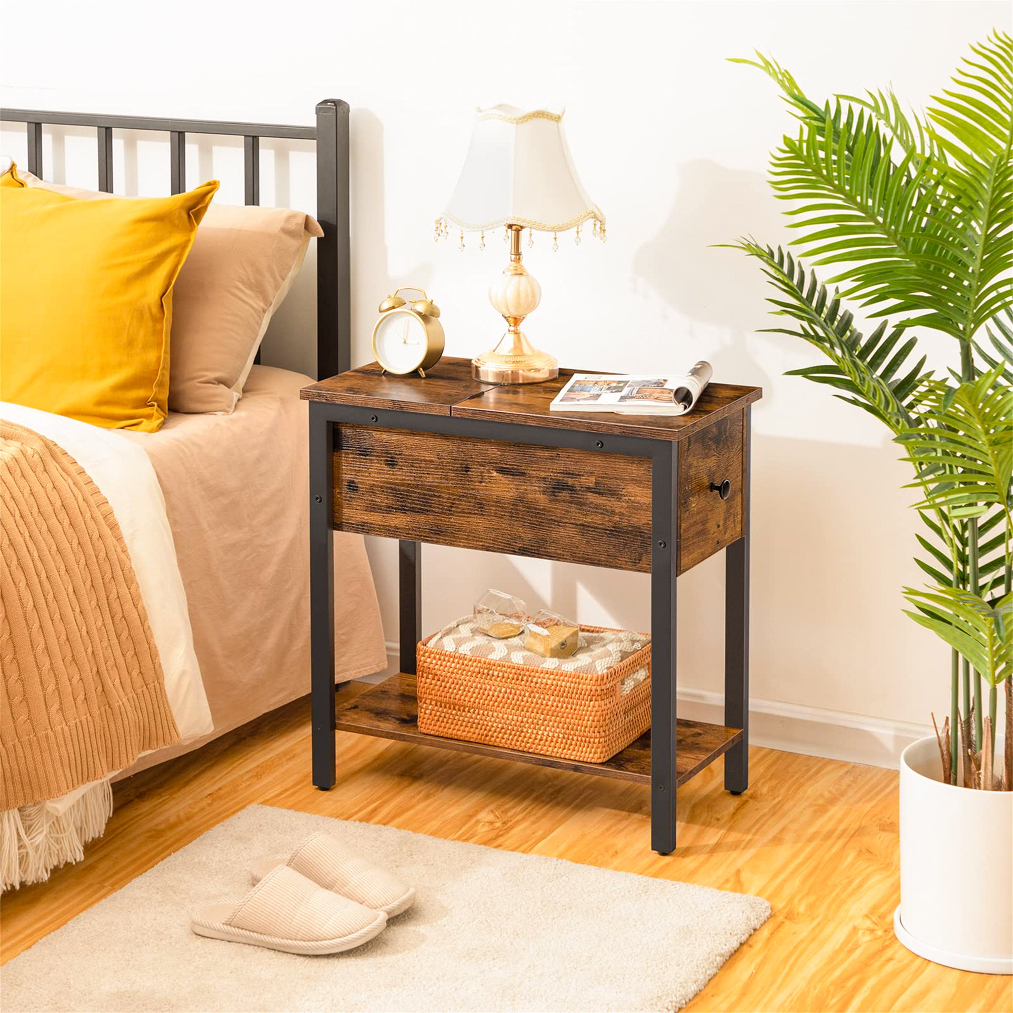 Borough Wharf Cargan Iron Bedside Table Wayfair.co.uk