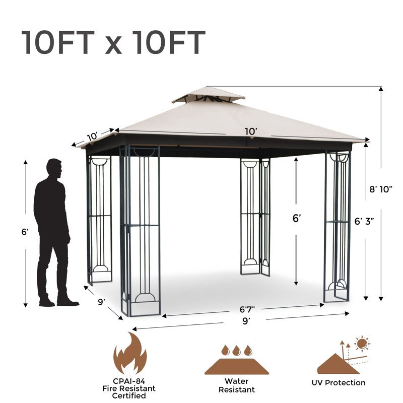Freeport Park Pickel Soft Top 10 Ft W X 10 Ft D Steel Patio Gazebo Reviews Wayfair