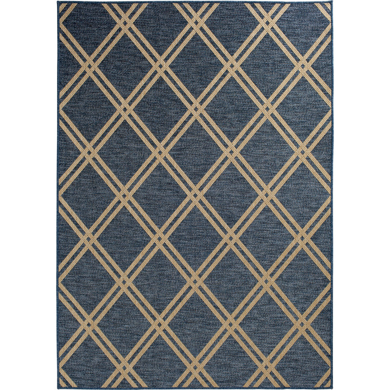 Birch Lane Lasky Geometric Cobalt Indoor Outdoor Area Rug Reviews Wayfair