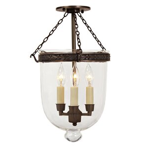 3-Light Medium Bell Jar Foyer Pendant