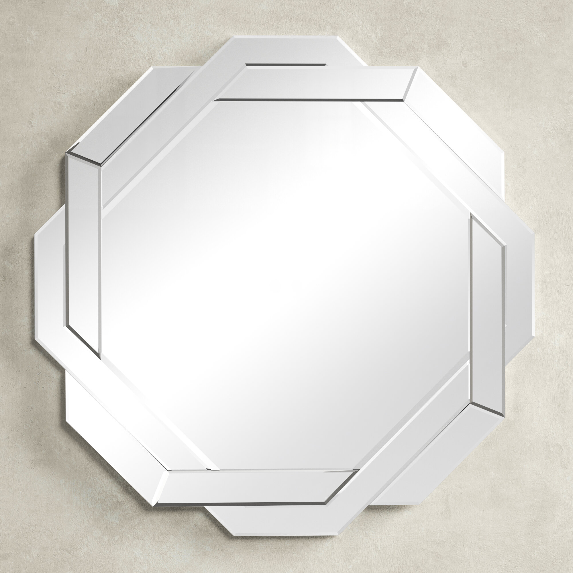 Beveled Glass Octagonal  Mirrored Coasters Set of 3 NEW 