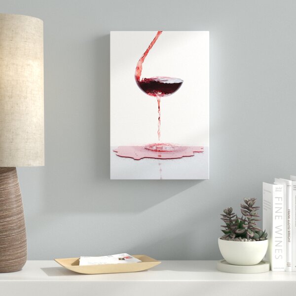 Red Wine Glasses and Bottle Portrait Retro Abstract Canvas Wall Art Picture Room 