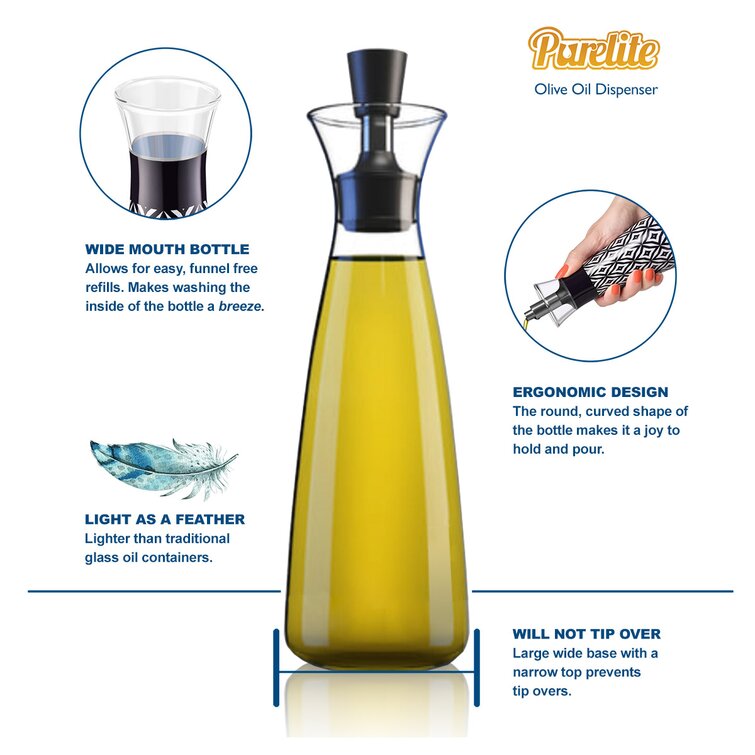 Glass Oil And Vinegar Bottle Cruet Dispenser With Pour Spout 17 Oz Set Of 2 