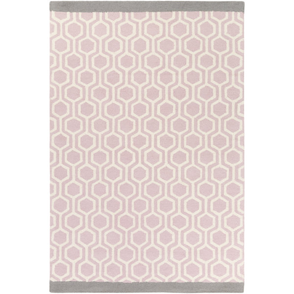 Blitar Hand Tufted Wool Light Pink Gray White Area Rug