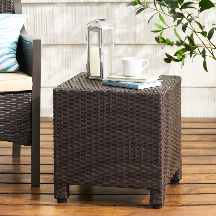 dark rattan side table