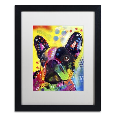 'French Bulldog 2' by Dean Russo Framed Graphic Art Print on Canvas Trademark Fine Art Matte Color: Matte White, Size: 20