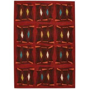 Greenwich Bongos Machine Woven Sunset Red Indoor/Outdoor Area Rug
