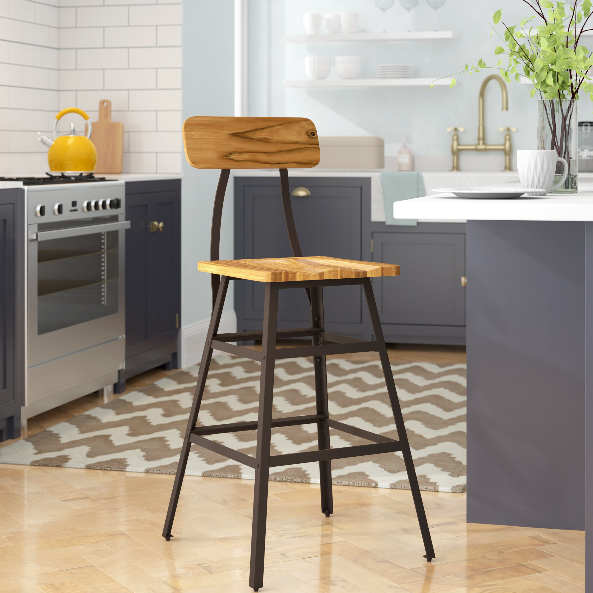 karly swivel solid wood adjustable height bar stool