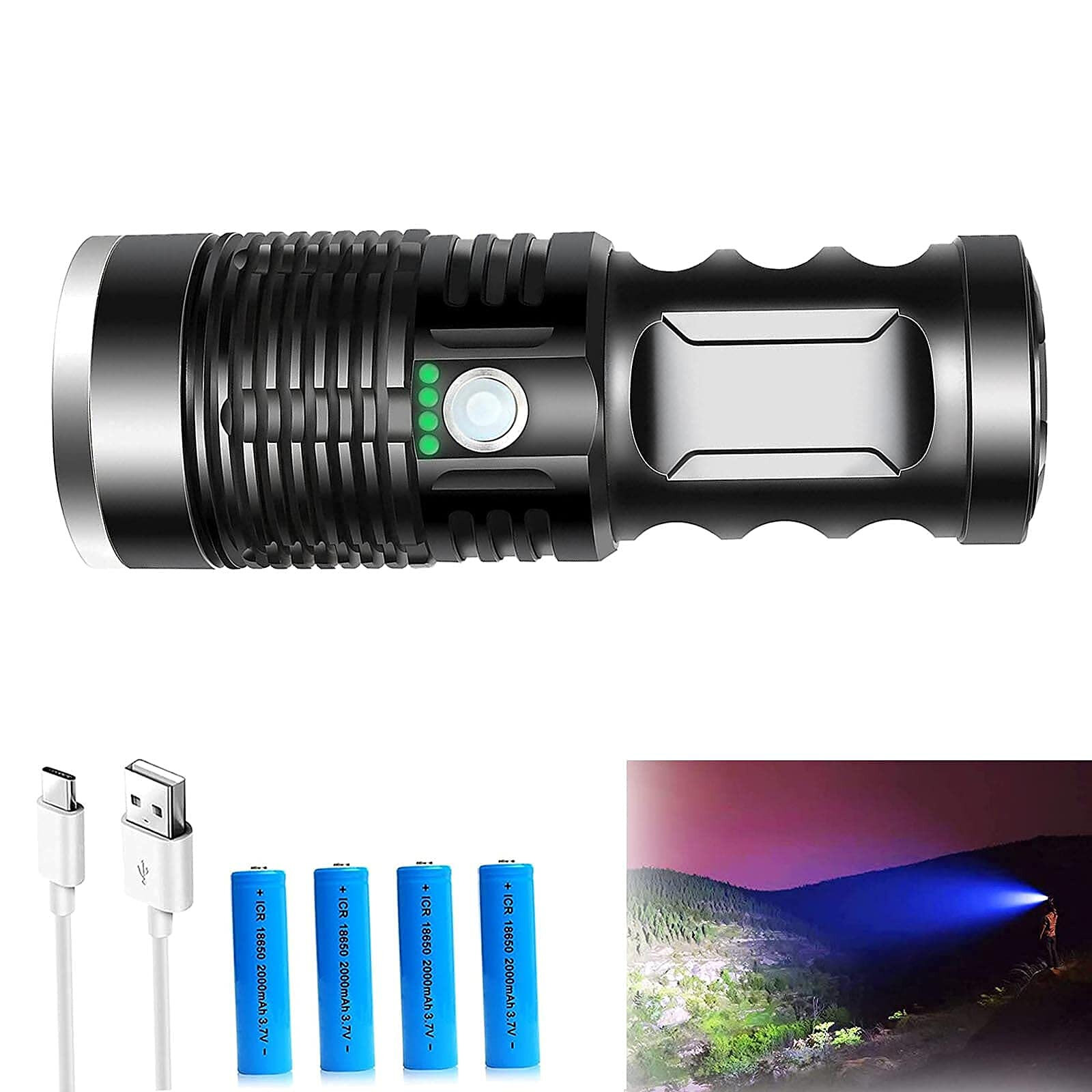 Lot 90000 Lumens Zoomable T6 LED Flashlight Torch Tactical Light Lamp Aluminum