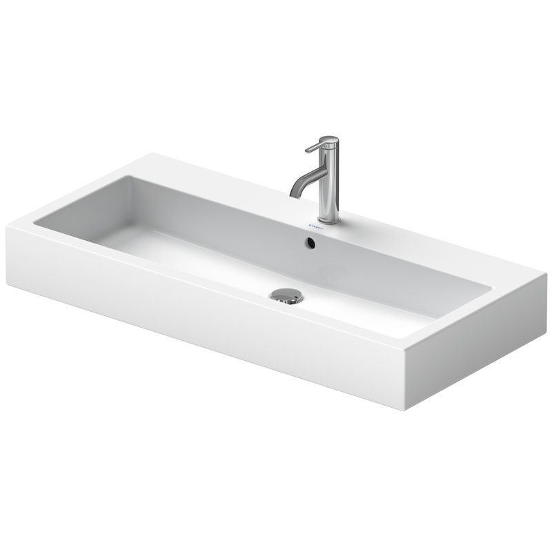 Duravit Vero White Ceramic Rectangular Wall Mount Bathroom Sink With Overflow Wayfair