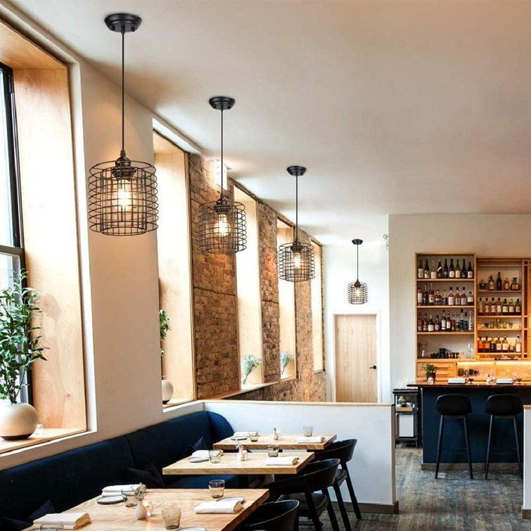 Industrial Metal Pendant Light, Rustic Chandelier Farmhouse Hanging  Lighting, 59 Inch Black Cage Hanging Ceiling Lamp For Kitchen Island,  Dining Room, ...