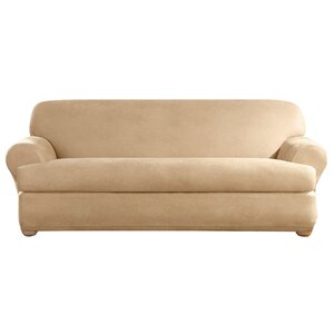 Stretch Leather T-Cushion Sofa Slipcover