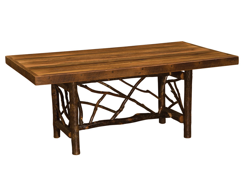 Fireside Lodge Hickory Twig Log Solid Wood Dining Table Wayfair Hickory Twig Log Solid Wood Dining Table