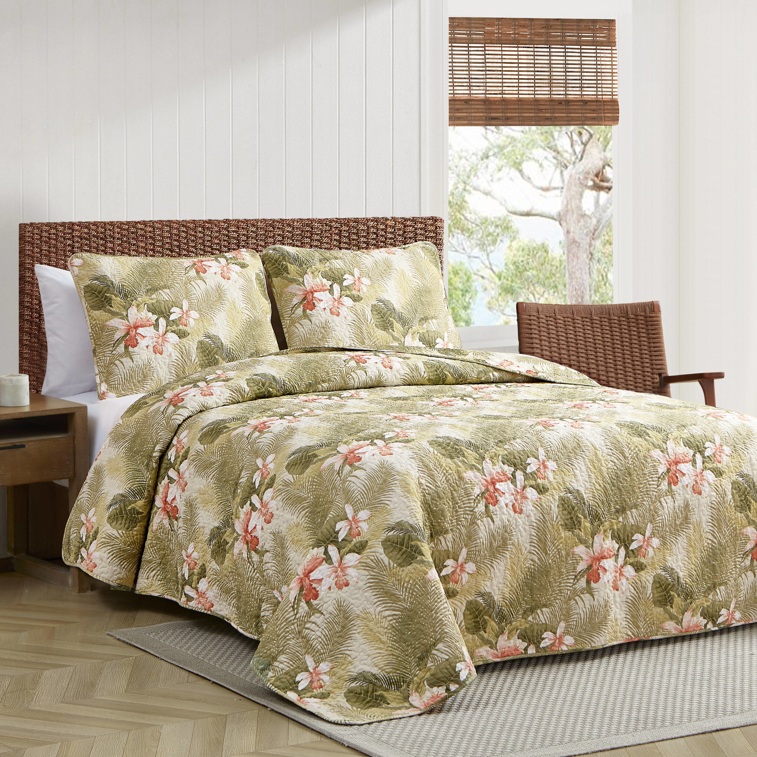 Coverlet Riemer Floral 100% Cotton Reversible Quilt Set Bedspread 
