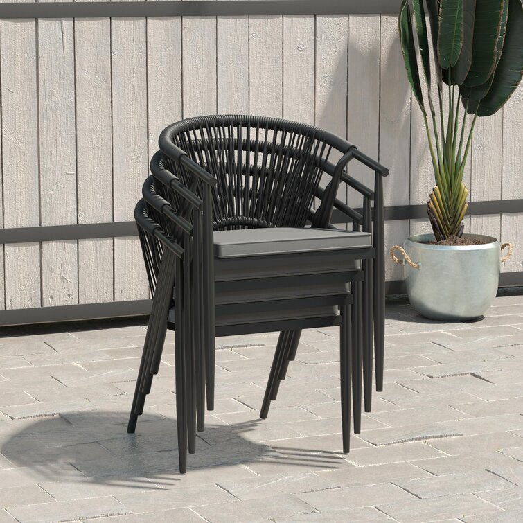 circi stacking patio dining armchair with cushion